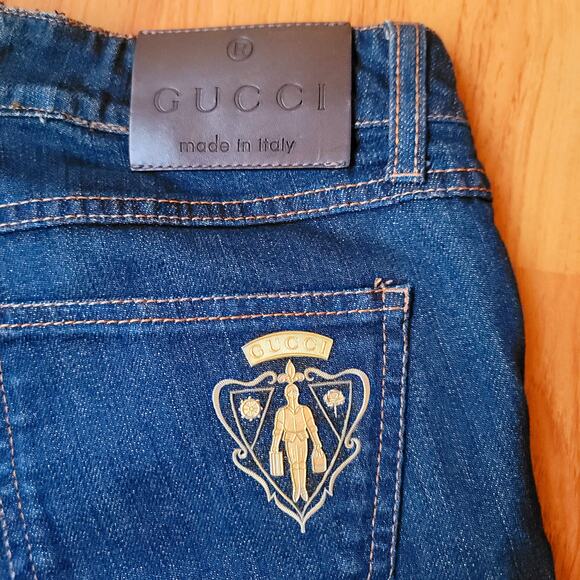 GUCCI New Flare Base Flared Jeans Premium Blue Denim Size 26 Bell Wide Bottoms - Picture 6 of 16